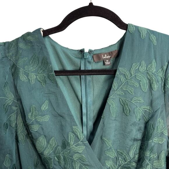 Lulus Inclined To Romance Emerald Green Floral Embroidered Mini Dress NWT - Picture 4 of 11